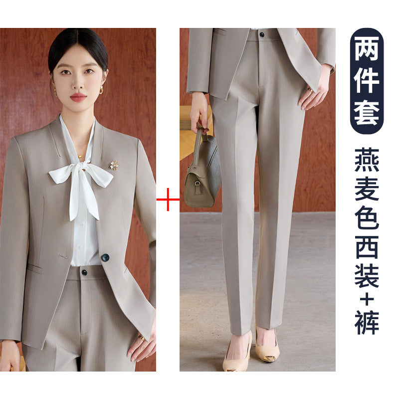 High-End Spring & Fall Hotel Front Desk Professional Wear Long-Sleeved Sales Department Reception 4S Store Sales Consultant Fashion Suit Suit