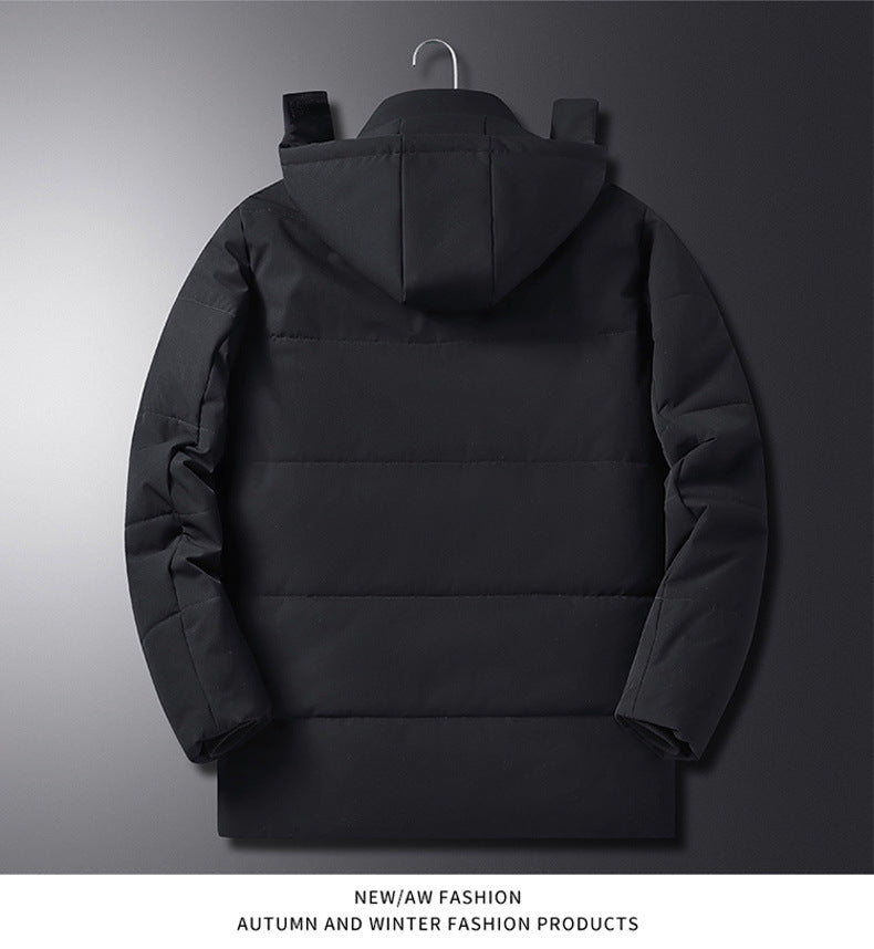 Winter Grandpa Cotton-Padded Jacket for Middle-Aged and Elderly Men, Thick Fleece-Lined Hooded Warm Coat, Middle-Aged and Elderly Dad's Cotton-Padded Jacket