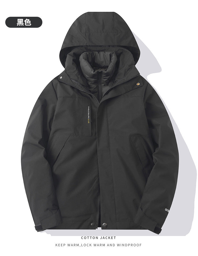Cross-Border European Size Cotton Coat Liner Three-In-One Jacket to Prevent Cold Winter and Keep Warm for Couples Outing and Mountaineering Clothing with Customized Logo