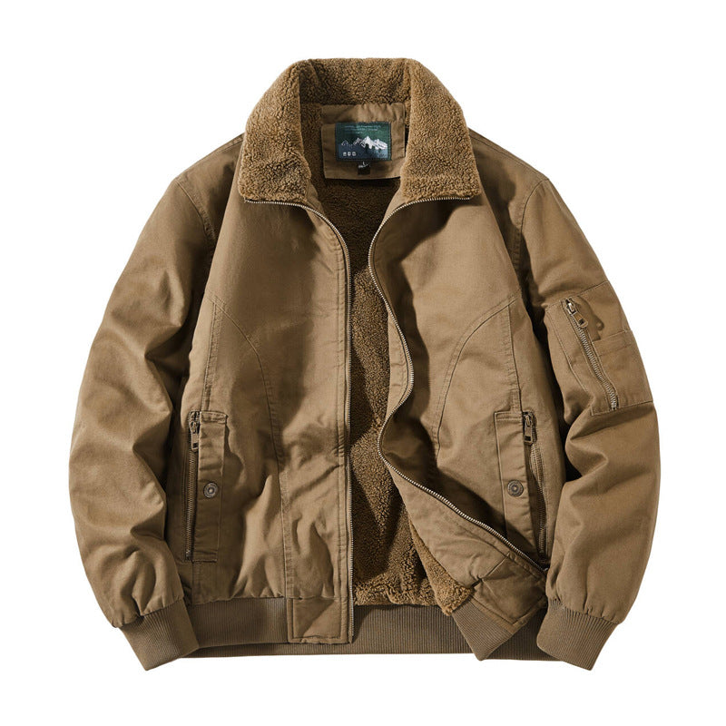 Factory Direct Sales Winter Velvet Men's Cotton-Padded Workwear Cotton-Padded Jacket Pilot Cotton-Padded Jacket 68C16