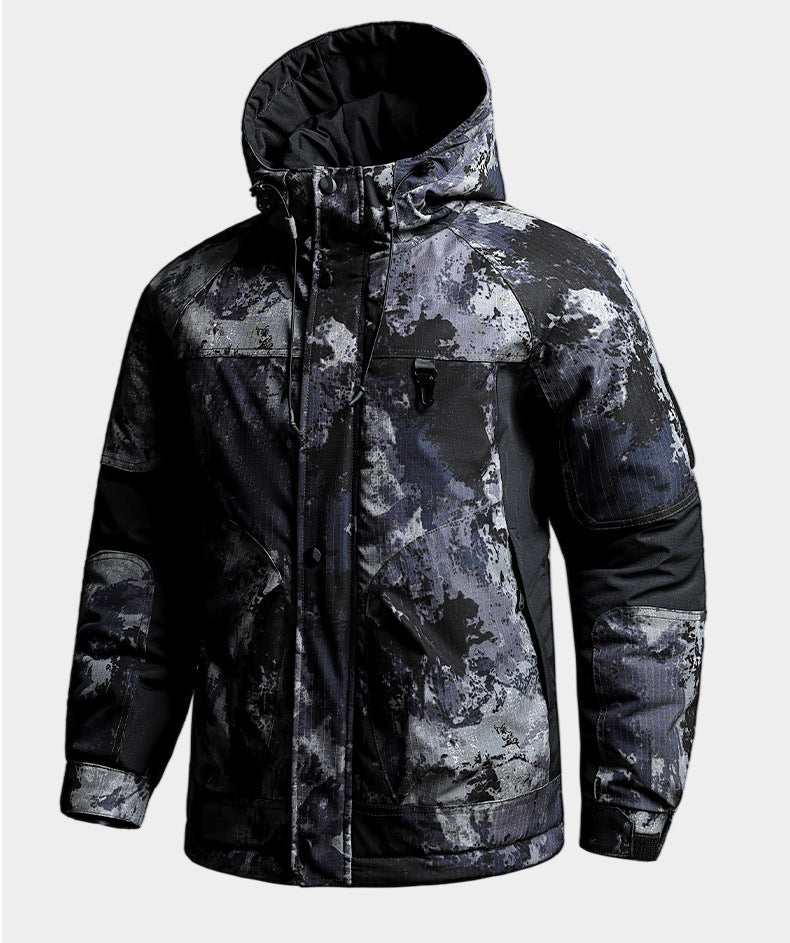Autumn and Winter Tactical Camouflage Cotton Jacket Men's Cotton Jacket Jacket Cotton Jacket Hooded Jacket Thickeneded Work Clothes Outdoor
