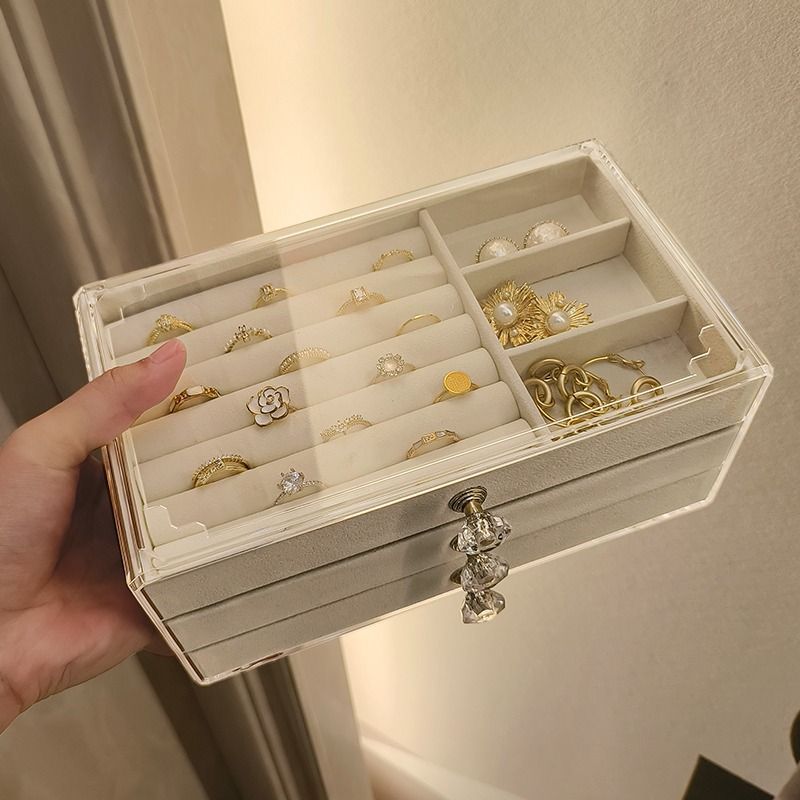 Jewelry Box Storage Box Desktop Anti-Oxidation Earrings Necklace Ring Hairpin Display Stand High-End Hand Jewelry Box