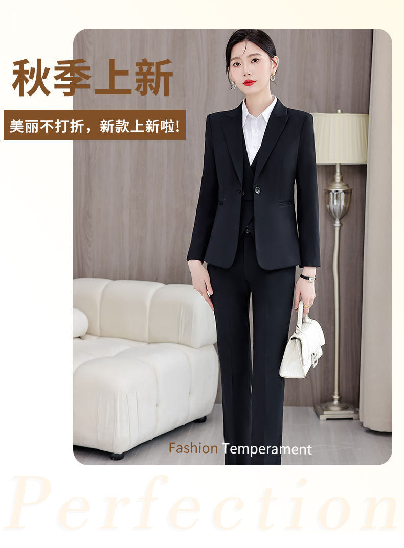 Gray Suit Women's Professional Suit Spring and Autumn Hotel Workwear Elegant Interview Formal Wear Plus Size Workwear