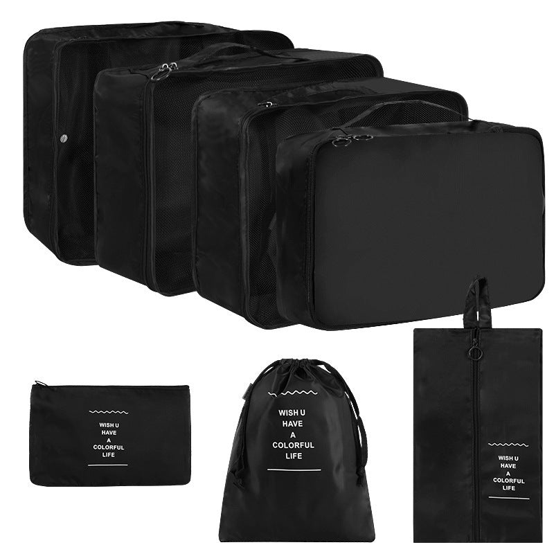 Cross-Border Travel 7-Piece Storage Bag, Clothing Storage Bag, Portable Large-Capacity Suitcase Classification Twill Cloth