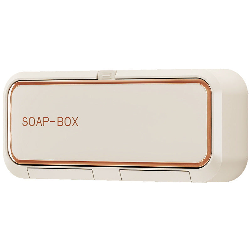 Wall-Mounted Soap Holder, Creative Punch-Free Soap Box for Home Bathroom, Flip-Top Drainage Storage Rack for Export