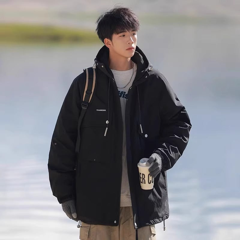 Woodpecker Assault down Cotton Jacket Men's Winter Thickeneded Warm Work Jacket Cotton Jacket New Hooded Winter Jacket