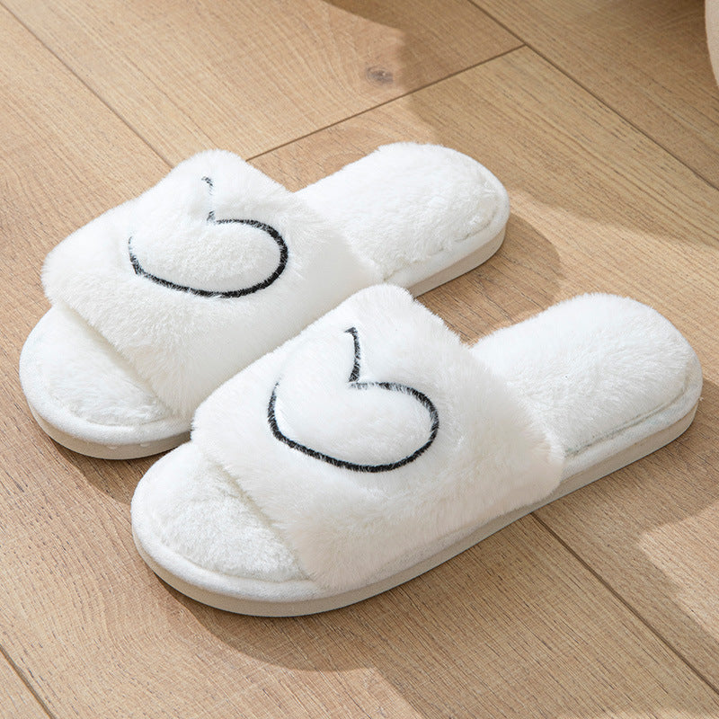 Cross-border Mao Mao Open One-word Open Toe TPR Men and Women Couple Indoor and Outdoor Home Cotton Slippers Four Seasons Wool Slippers