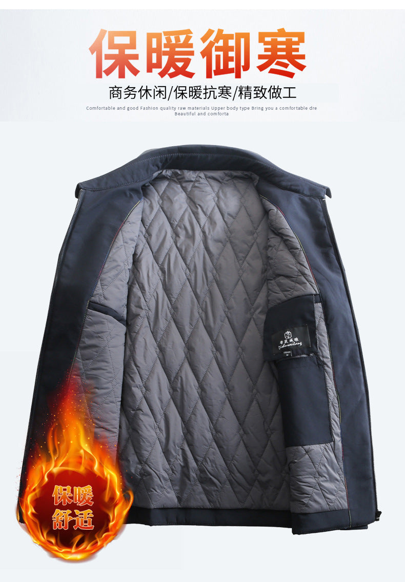 Middle-Aged Men's Jacket 2025 Winter New Style Lapel Middle-Aged Dad's Cotton-Padded Jacket Business Casual Men's Jacket Dropshipping