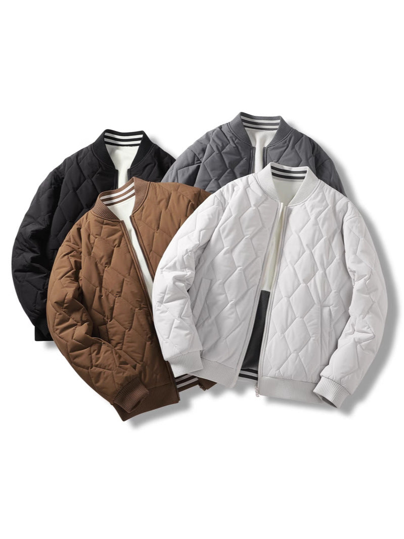 Double-sided stand collar cotton-padded jacket jacket men's winter fleece-lined thickened cotton-padded jacket fashion brand relaxed-fit warm bread suit for lovers