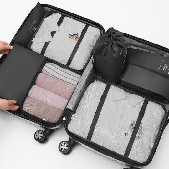 Travel Storage Bag Eight-Piece Storage Bag Waterproof Oxford Cloth Business Trip Makeup and Toiletry Classification Storage Set