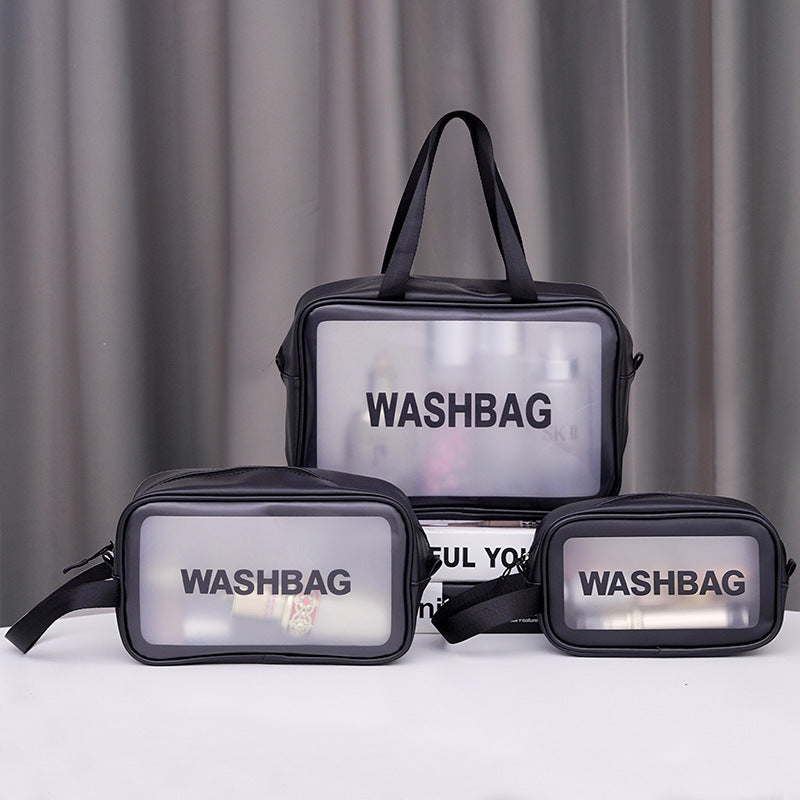New Transparent Frosted Three-Piece Cosmetic Bag Cross-Border Travel Toiletry Bag Multi-Functional Skin Care Product Storage Bag Wholesale