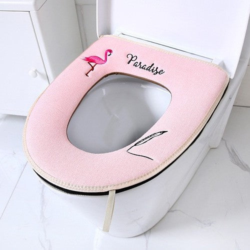Household toilet cover portable zipper toilet seat cushion winter plush toilet seat cover waterproof thickened toilet mat