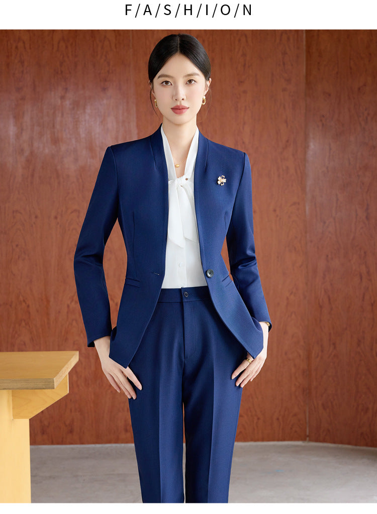 High-End Spring & Fall Hotel Front Desk Professional Wear Long-Sleeved Sales Department Reception 4S Store Sales Consultant Fashion Suit Suit