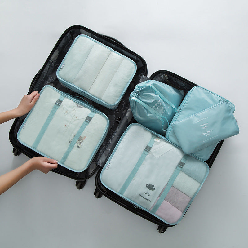 Travel Storage Bag Eight-Piece Storage Bag Waterproof Oxford Cloth Business Trip Makeup and Toiletry Classification Storage Set