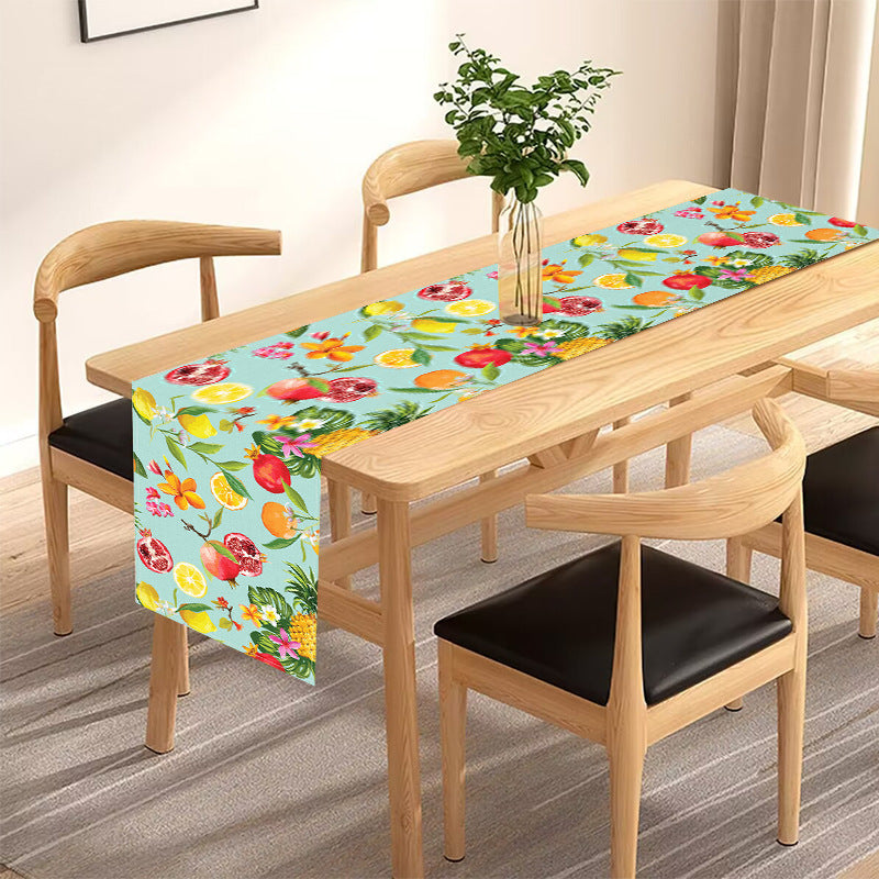 Amazon New Lemon Pomegranate Printed Table Flag Cross-border Home Fabric Decorative Tablecloth Linen Tablecloth Cushion Tea Flag