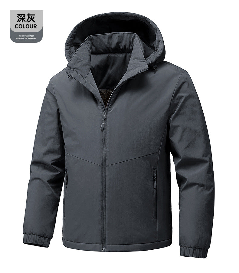 Cross-Border Graphene Cotton Jacket for Men in Autumn and Winter with Detachable Hood, Casual Velvet Thickened Warm Cotton Jacket, Jacket