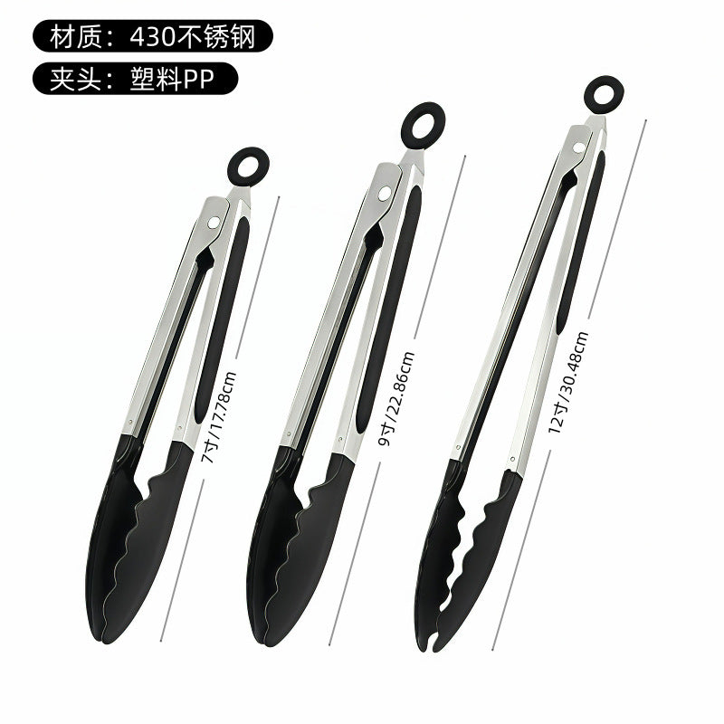 Cross-Border Silicone Clips, High Temperature Resistant Kitchen Anti-Scalding Barbecue Barbecue Clips, Food Clips, Household Stainless Steel Steak Clips