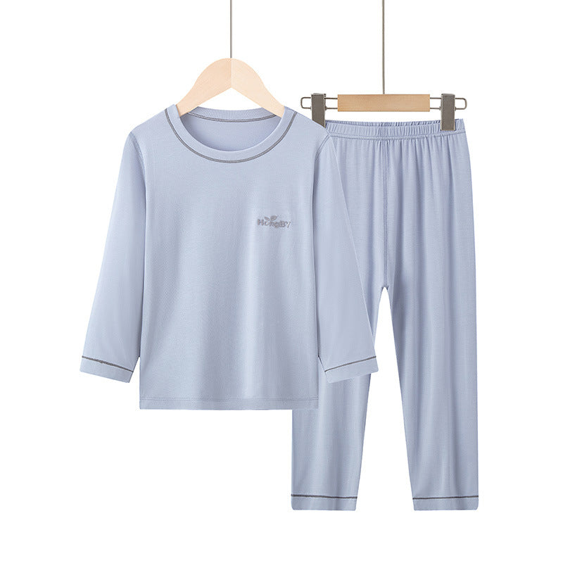 Summer Boys' Short-sleeved Shorts Modal Children's Pajamas Girls' Parent-child Home Clothes suit Children's Air-conditioning Clothes
