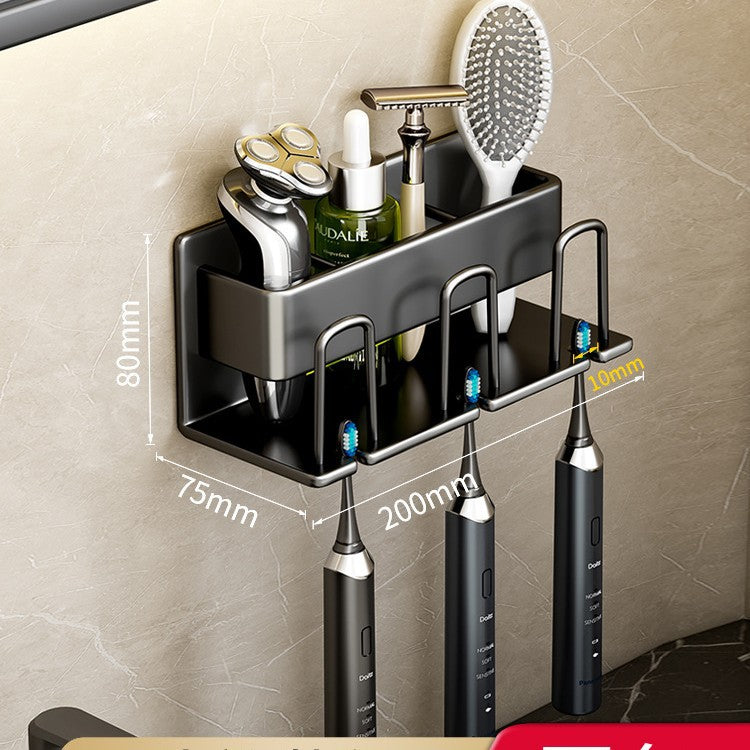 Toothbrush Rack Without Punching Gun Gray Bathroom Mouthwash Cup Tooth Cup Wall-Mounted Storage Box Electric Toothbrush Rack