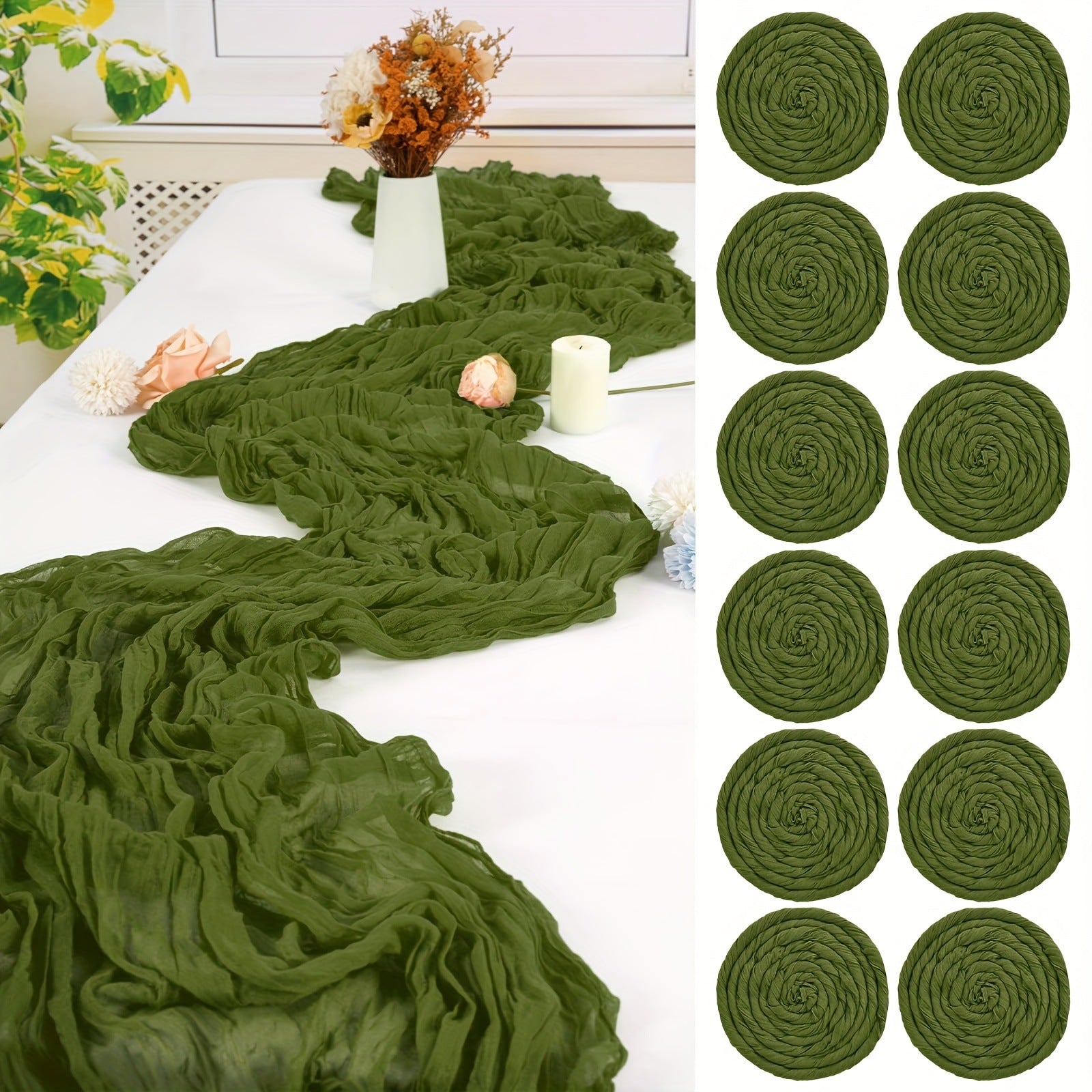 Bali Crepe Table Flag Foreign Trade Western Tablecloth Light Luxury High-End Wedding Party Decoration Pleated Table Flag Wholesale
