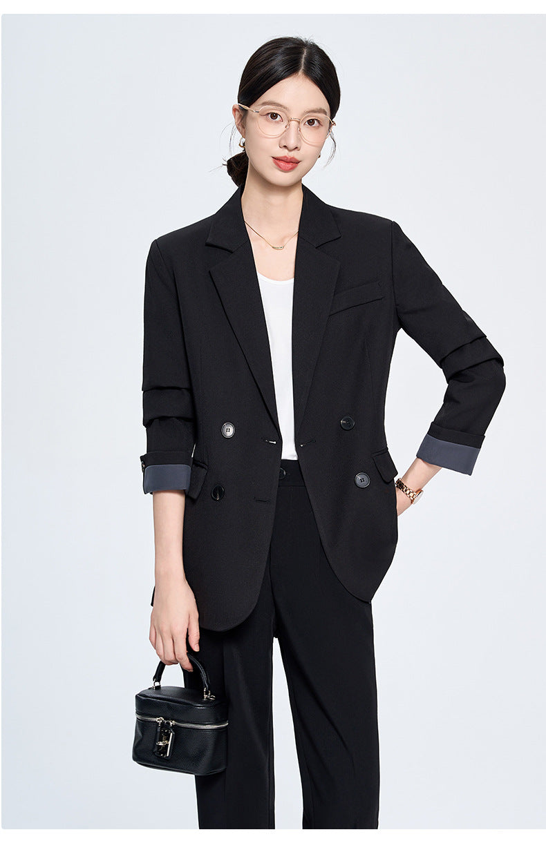 Cross-Border Gray Blazer for Women, New Spring and Autumn Style, Professional Formal Wear, Light Workplace Workwear, High-End Suit Set