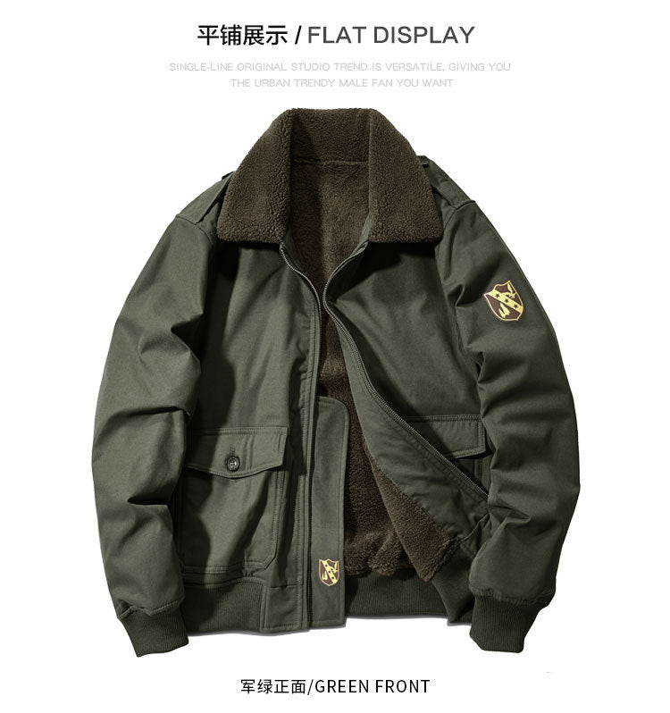 Factory direct winter plus velvet men's cotton-padded overalls cotton-padded jacket coat fur collar thickened pilot cotton-padded jacket 89K16