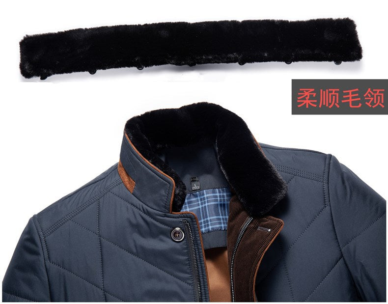 Cross-border 2024 winter father's warm casual cotton-padded jacket stand collar thickened middle-aged and elderly fashion cotton-padded casual coat
