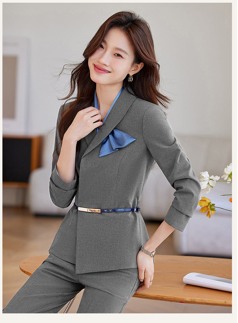Cross-Border Flight Attendant Professional Suit Set for Women, Announcer, Art Exam Host, Formal Attire, Front Desk Receptionist, Beauty Salon Work Uniform