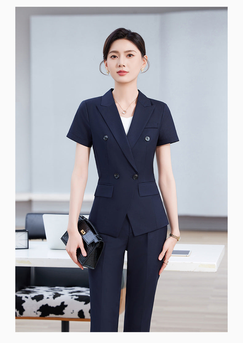 High-End Short-Sleeved Suit for Women 2025 Summer New Style Professional Wear Hotel Manager Bank Work Clothes
