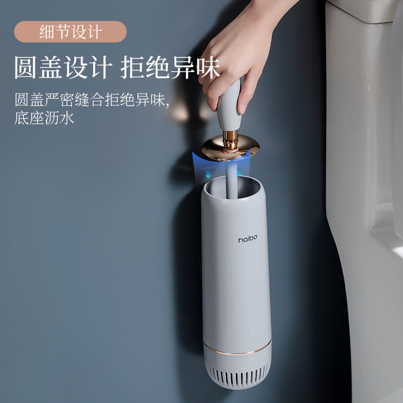 Toilet Brush with No Dead Corners, Household Wall-Mounted Toilet Cleaning Tool for Bathroom Squat Toilet, Long-Handle Silicone Toilet Cleaning Hotel Gadget