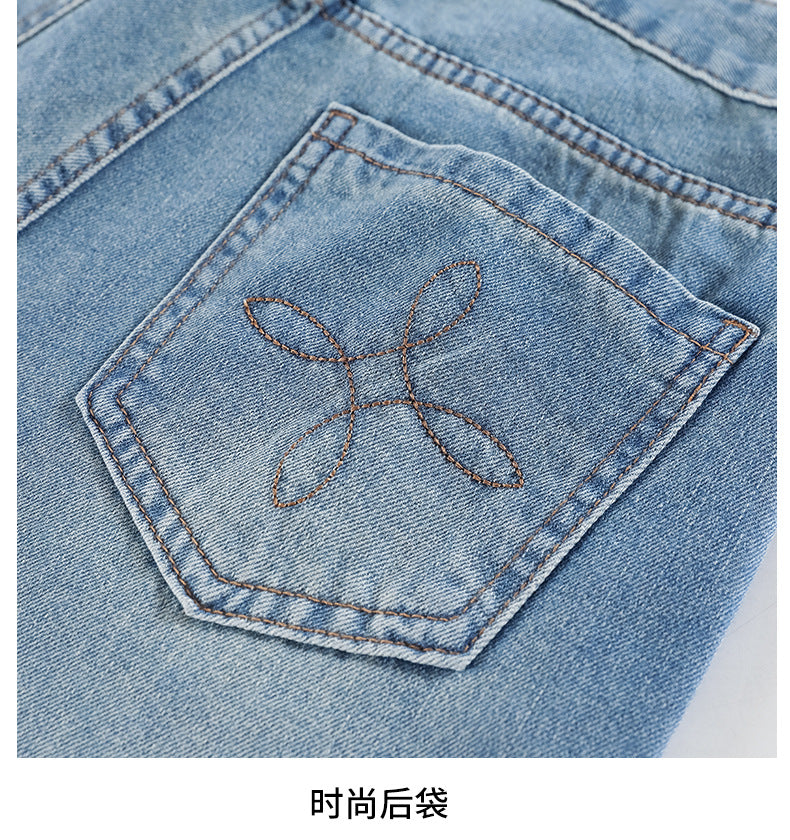 Vintage Embroidered Lace Wide-Leg Jeans for Women 2026 Autumn New Trendy Petite Loose Chinese Style Granny Pants