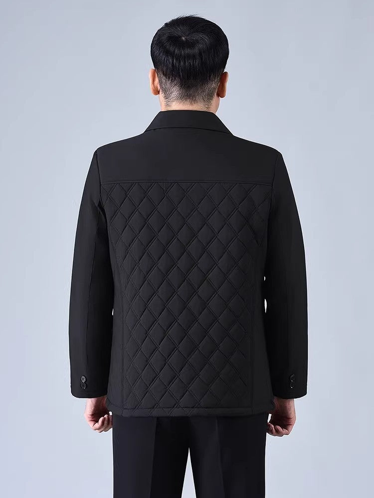 Dad's Winter Outwear, Cotton-Padded Outwear, Middle-Aged and Elderly Men's Cotton-Padded Thickeneded Cotton-Padded Jacket, Autumn and Winter Grandpa's Stand-Up Collar Top