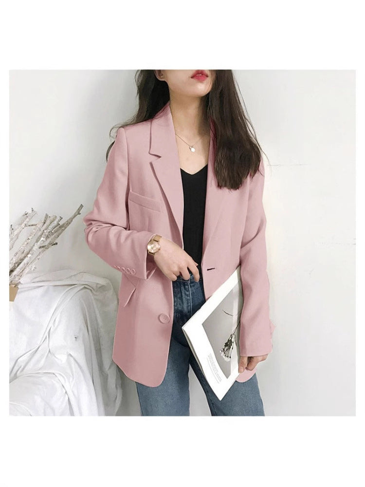 Commuting Style Blazer for Women 2025 Korean Version Spring and Autumn Loose Long-Sleeved Suit Jacket Versatile Korean Style Commuting
