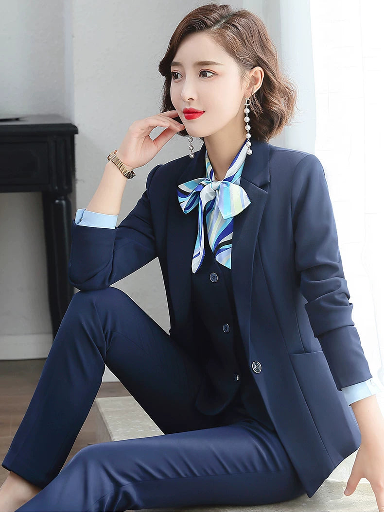 Three-piece suit overalls manager interview formal attire front desk beauty salon business attire bank mobile vest uniform