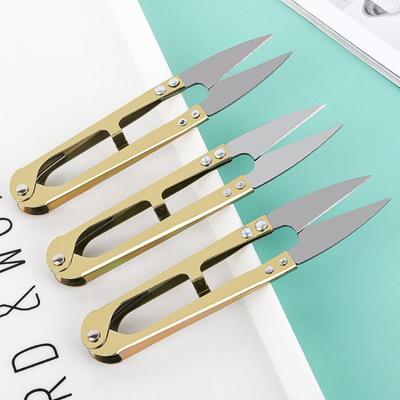 Home daily U-shaped spring yarn scissors large cross-stitch clothing thread scissors tailor scissors color iron