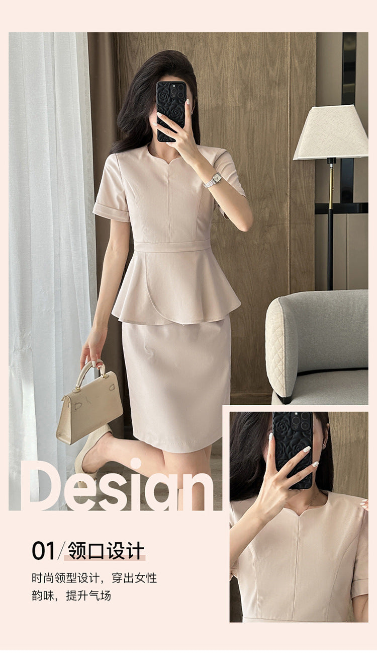 Summer Business Wear Short-sleeved Suit suit Women's Dress Slim-fit Temperament Hotel Front Desk Sales Department Jewelry Store Work Clothes