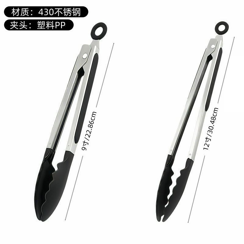 Silicone Clips for Kitchen Non-Stick Pans, Anti-Scalding and High Temperature Resistance, Household Barbecue and Steak Special Set, Stainless Steel Food Clips