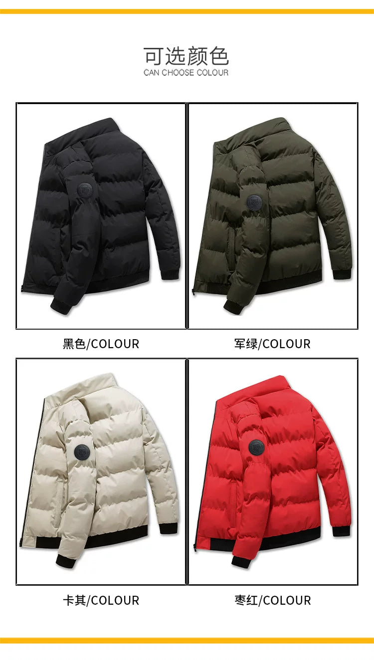 2022 Winter New Men's Cotton Jacket Trendy Stand Collar down Cotton Coat Men's Fashion Brand Outerwear Korean Style Thick Cotton Jacket