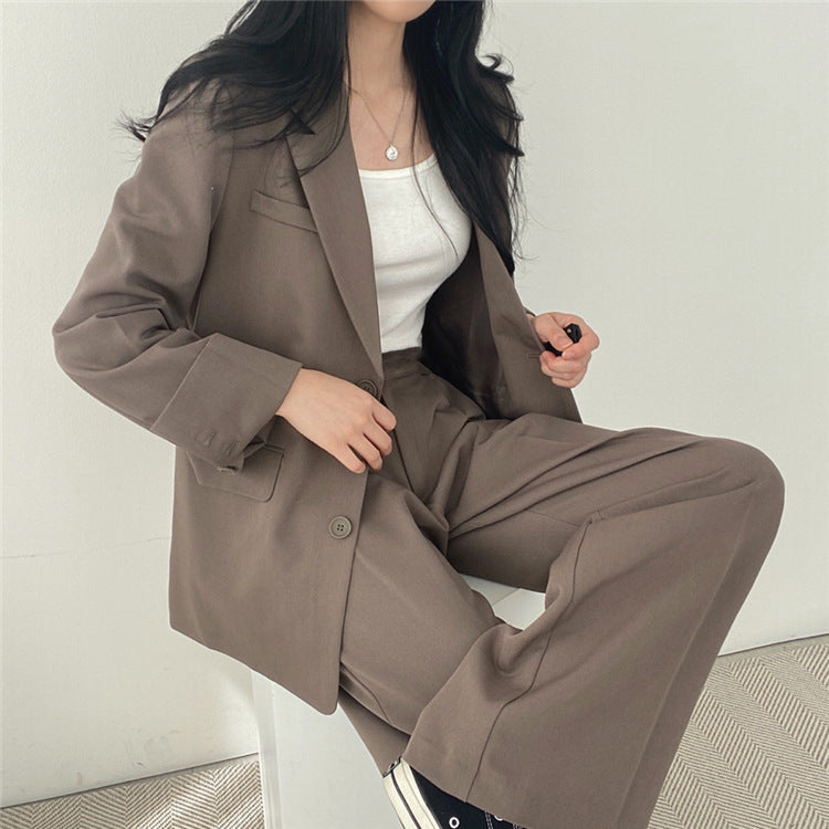 Suit Jacket High Sense Women's Spring and Autumn Design Sense Thin Niche Professional suit Temperament Slim-fit Small Suit Two-piece Set