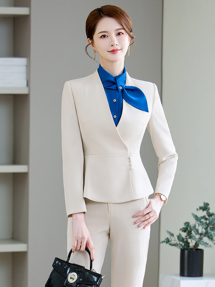 Cross-Border Professional Attire Goddess Style Long-Sleeved Beauty Salon Front Desk Fashion Hotel Manager Sales Department Jewelry Store Work Clothes