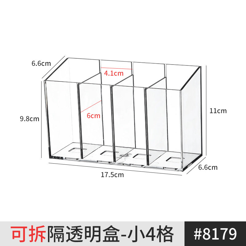 Pen Holder Desktop Stationery Storage Box Transparent Acrylic Multifunctional Student Pen Holder Office Note Pad Organizer Box