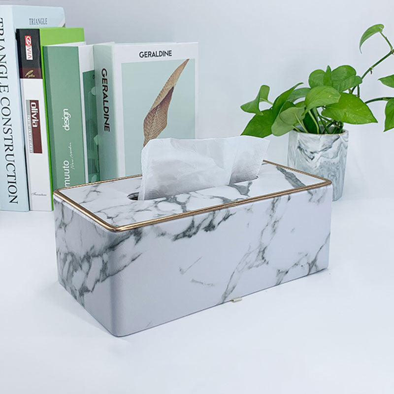 Leather Rectangular Creative Hotel Tissue Box European-style Car Tissue Box Leather Living Room Tissue Box Household Paper