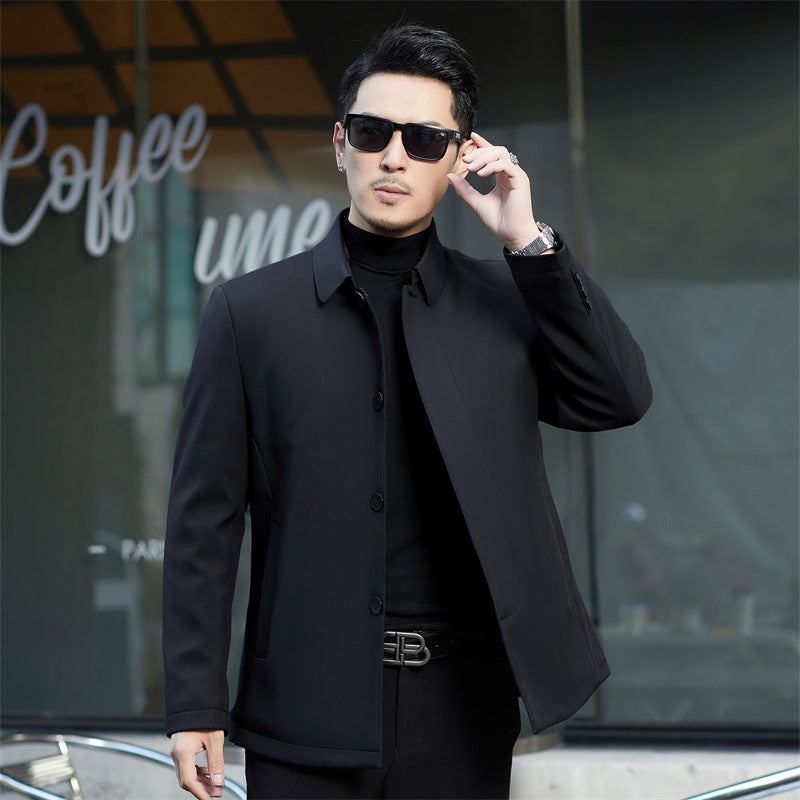 2024 Winter Coat Thickened Cotton-padded Jacket Men's High-grade Mulberry Silk Cotton-padded Jacket for Middle-aged and Elderly Dads Business Casual Jacket