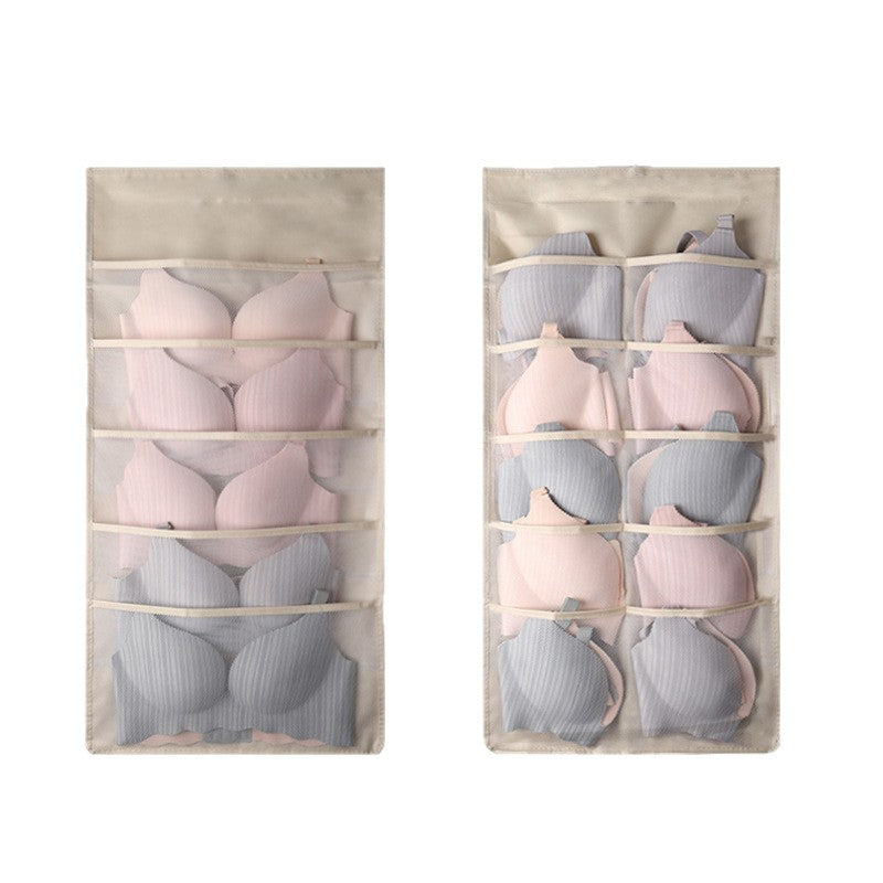 Household Double-Sided Wardrobe Underwear Storage Hanging Bag Fabric Dormitory Storage Bag Dormitory Bra and Socks Hanging Organizer