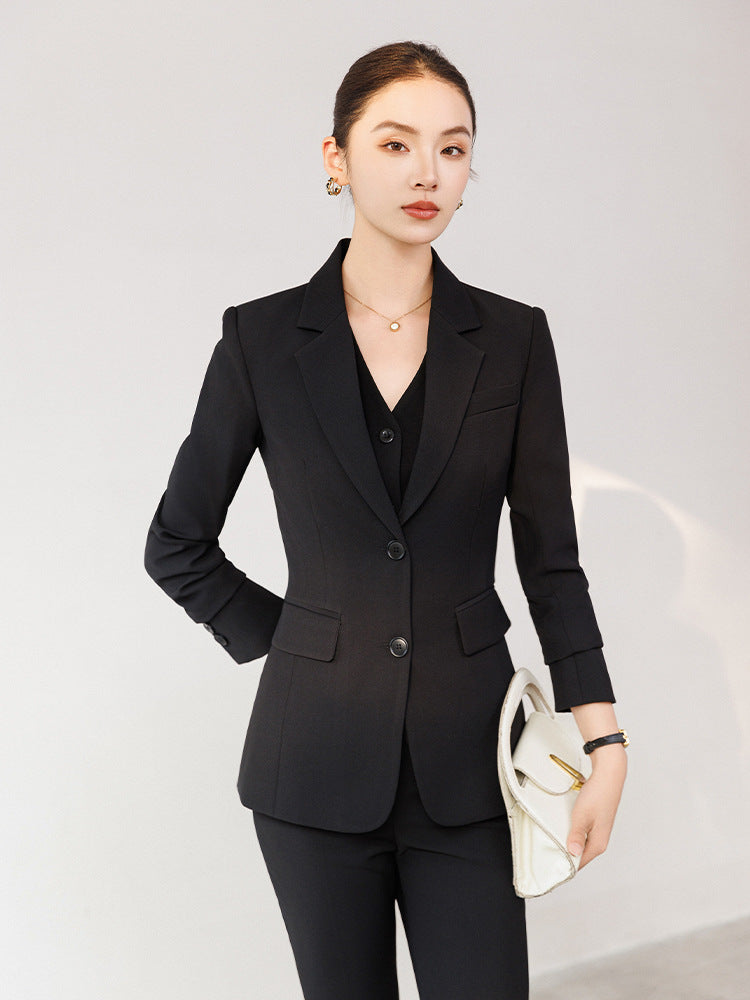 Cross-Border Red Hostess Suit Set for Women, Formal Attire for Broadcast Art Exams, Speech Competitions, Interviews, and News Anchor On-Camera Appearance