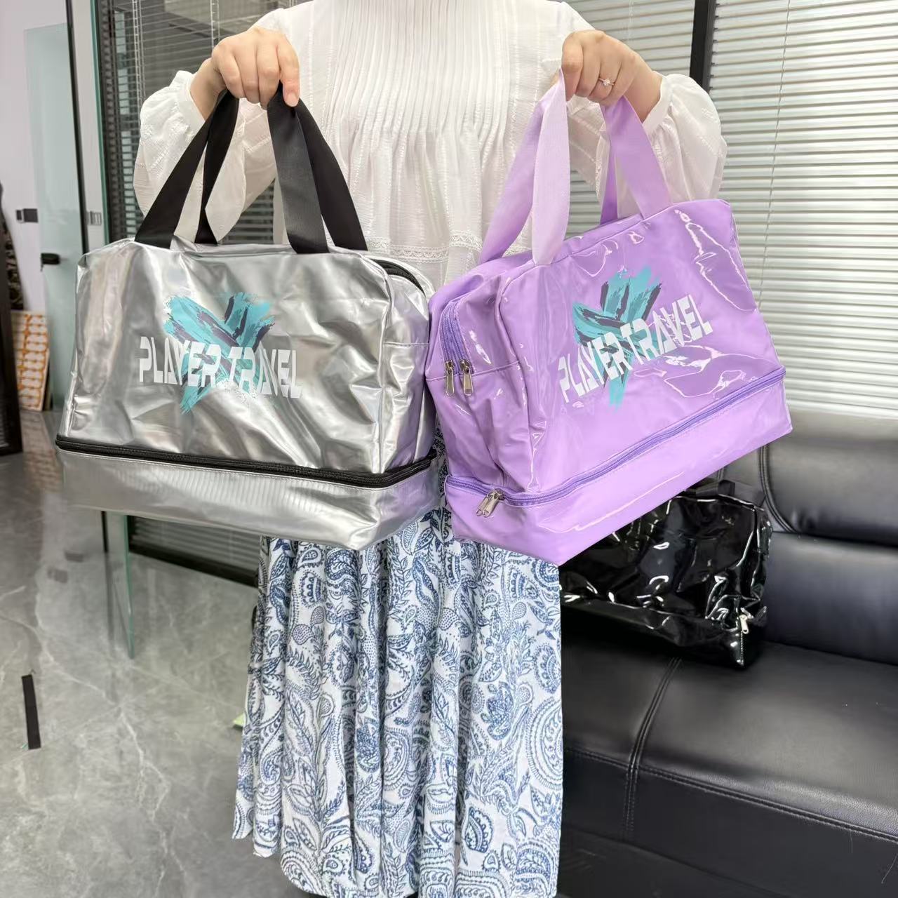 Cross-Border Swimming Bag, Portable Wet and Dry Separation Waterproof Toiletry Bag, Portable Double-Layer Beach Bag, Outdoor Travel Storage Bag