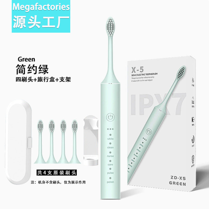 Factory wholesale soft bristle toothbrush flusher portable adult children universal ultrasonic electric toothbrush charging