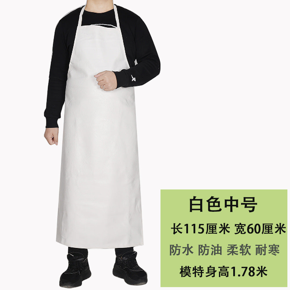 Leather Waterproof Apron Oil-proof Kitchen Neck PU Household Adult Barbecue Leather Bib for Men and Women Lengthened Thickened Bib