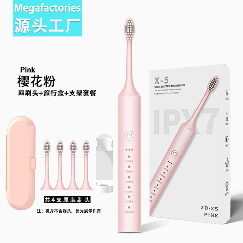 Factory wholesale soft bristle toothbrush flusher portable adult children universal ultrasonic electric toothbrush charging
