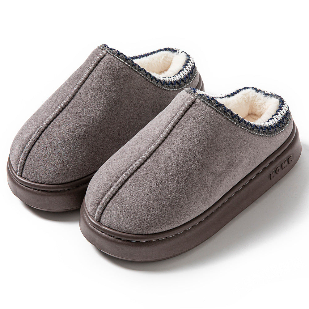 Cross-border Explosions Men's and Women's Home Lace Cotton Shoes fleece-lined Mao Mao Warm Thick Slippers